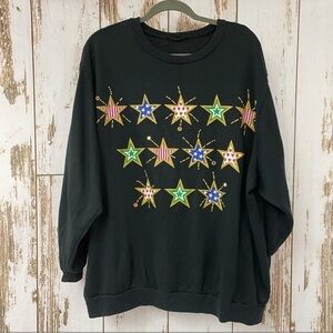 Vintage Lightweight Sweatshirt, Stars!!  Similar to size 2-3X. Good used cond!
